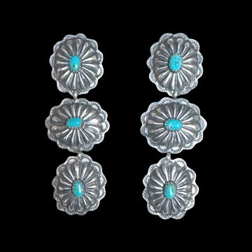 Kingman Turquoise earrings handcrafted by Native American artist Rita Lee