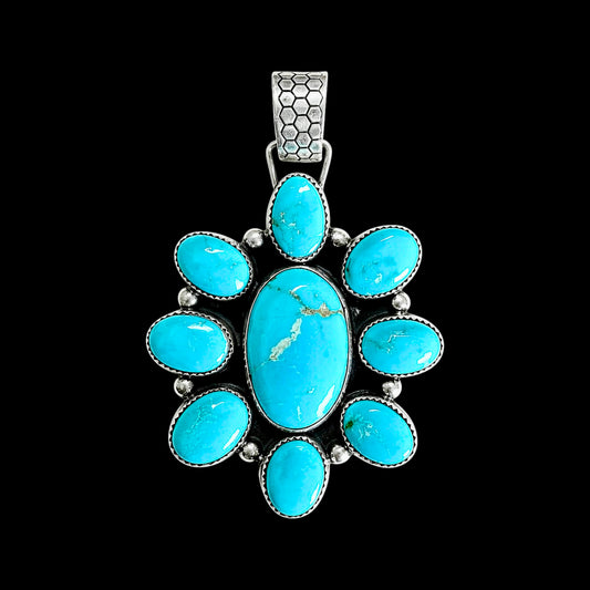 White Water Turquoise pendant handcrafted by Native American artist Tia Long
