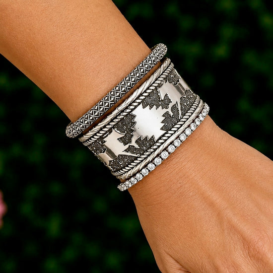 Sterling Silver Storyteller bracelet handcrafted by Native American artist Sandra Parkett