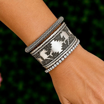 Sterling Silver Storyteller bracelet handcrafted by Native American artist Sandra Parkett