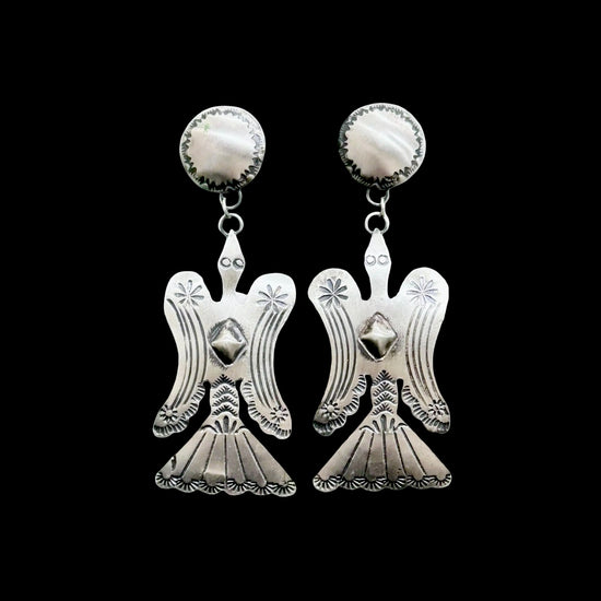 Sterling Silver earrings handcrafted by Native American artist Tim Yazzie