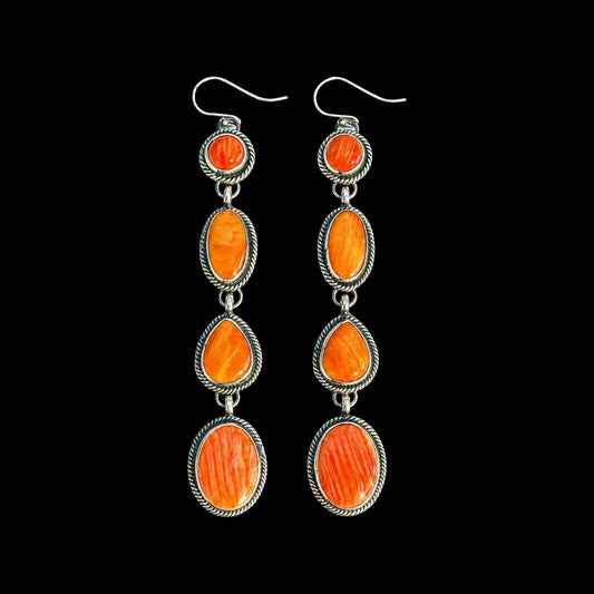 Orange Spiny earrings handcrafted by Native American artist Randy Billy