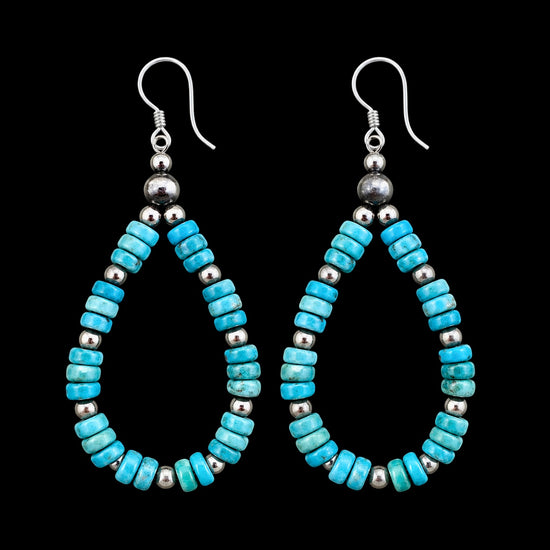 Turquoise Handbeaded earrings handcrafted by Native American artist Navajo Crafted