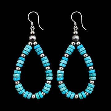 Turquoise Handbeaded earrings handcrafted by Native American artist Navajo Crafted