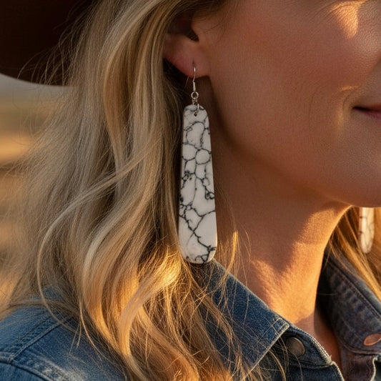 Multi-color Slabs earrings handcrafted by Native American artist Ella Mae Garcia
