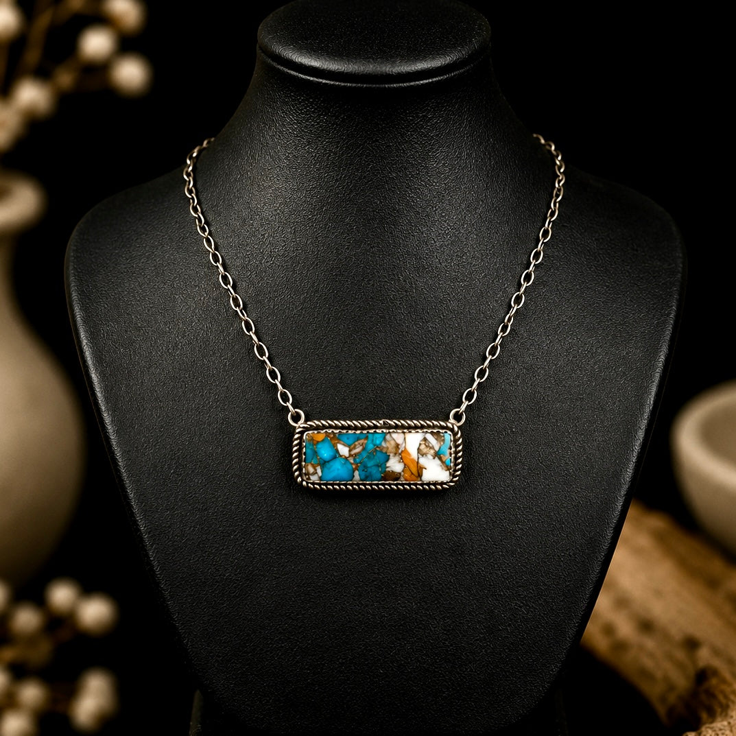 Spiny Oyster bar necklace handcrafted by Native American artist Donovan Nez
