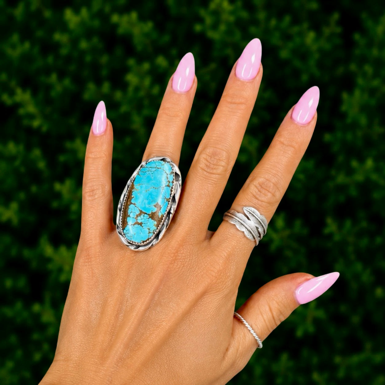 High Dome Mine #8 Turquoise ring handcrafted by Native American artist Michael Gleason