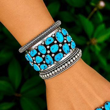Natural Sleeping Beauty Turquoise (Never worn vintage) bracelet handcrafted by Native American artist Tommy Moore