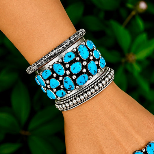 Natural Sleeping Beauty Turquoise (Never worn vintage) bracelet handcrafted by Native American artist Tommy Moore