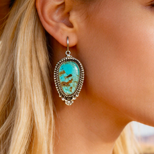 Campitos Turquoise earrings handcrafted by Native American artist Eula Wylie