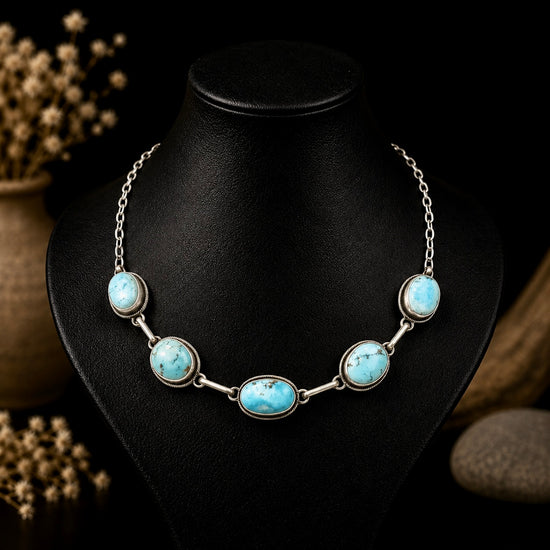 Golden Hills Turquoise choker handcrafted by Native American artist Scott Skeets