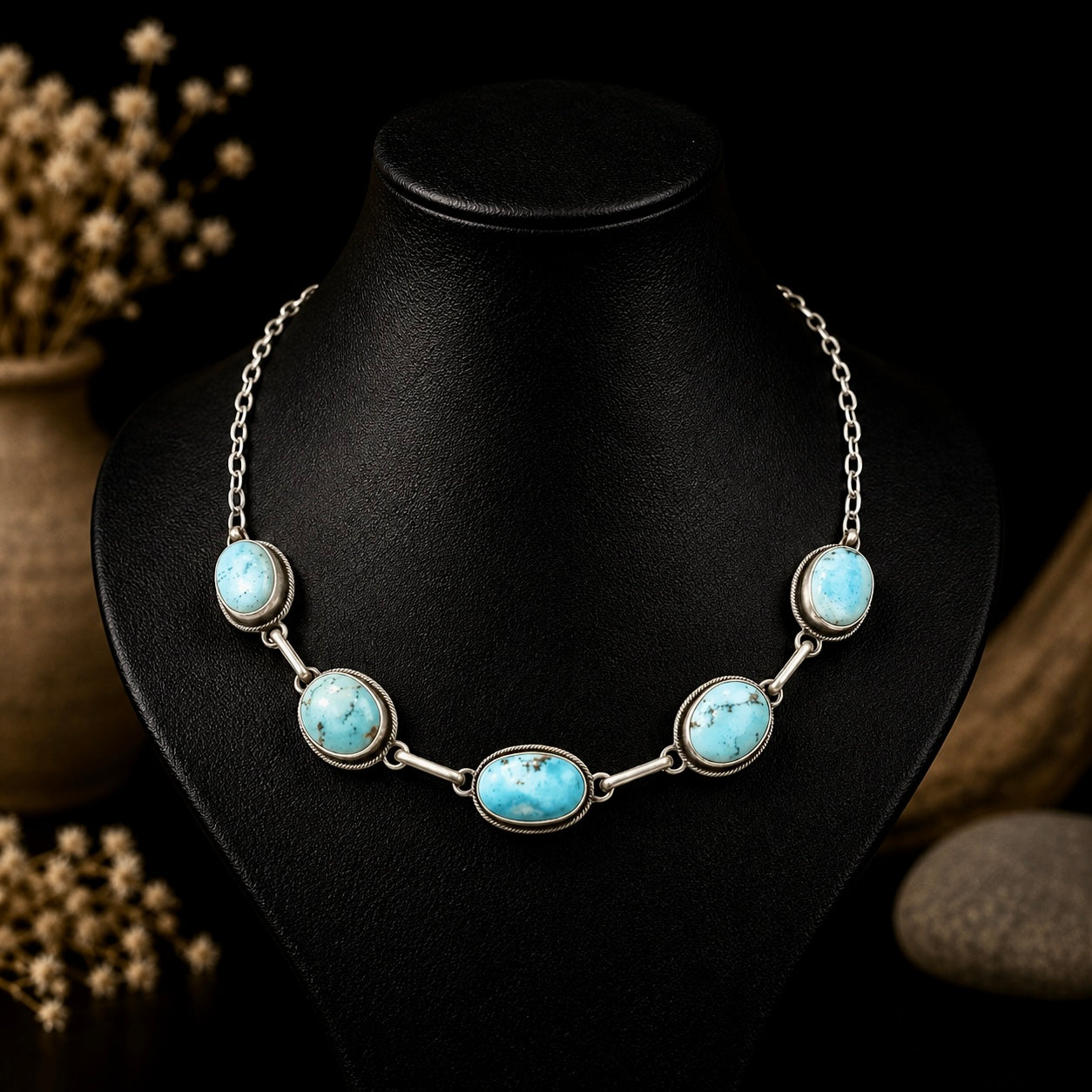 Golden Hills Turquoise choker handcrafted by Native American artist Scott Skeets