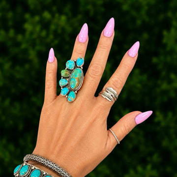 Sonoran Gold Turquoise ring handcrafted by Native American artist Geraldine James