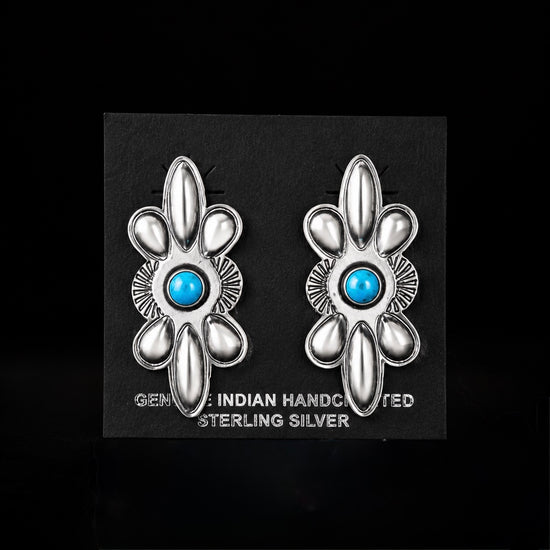 Kingman Turquoise and Sterling Silver squash blossom handcrafted by Native American artist Robert Johnson