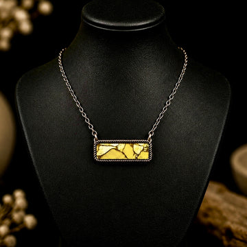 Honey Dahlia bar necklace handcrafted by Native American artist Tia Long