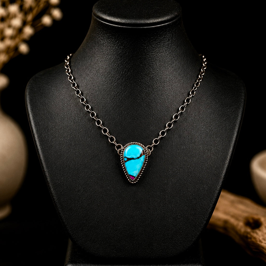 Cotton Candy bar necklace handcrafted by Native American artist Susie Cooke
