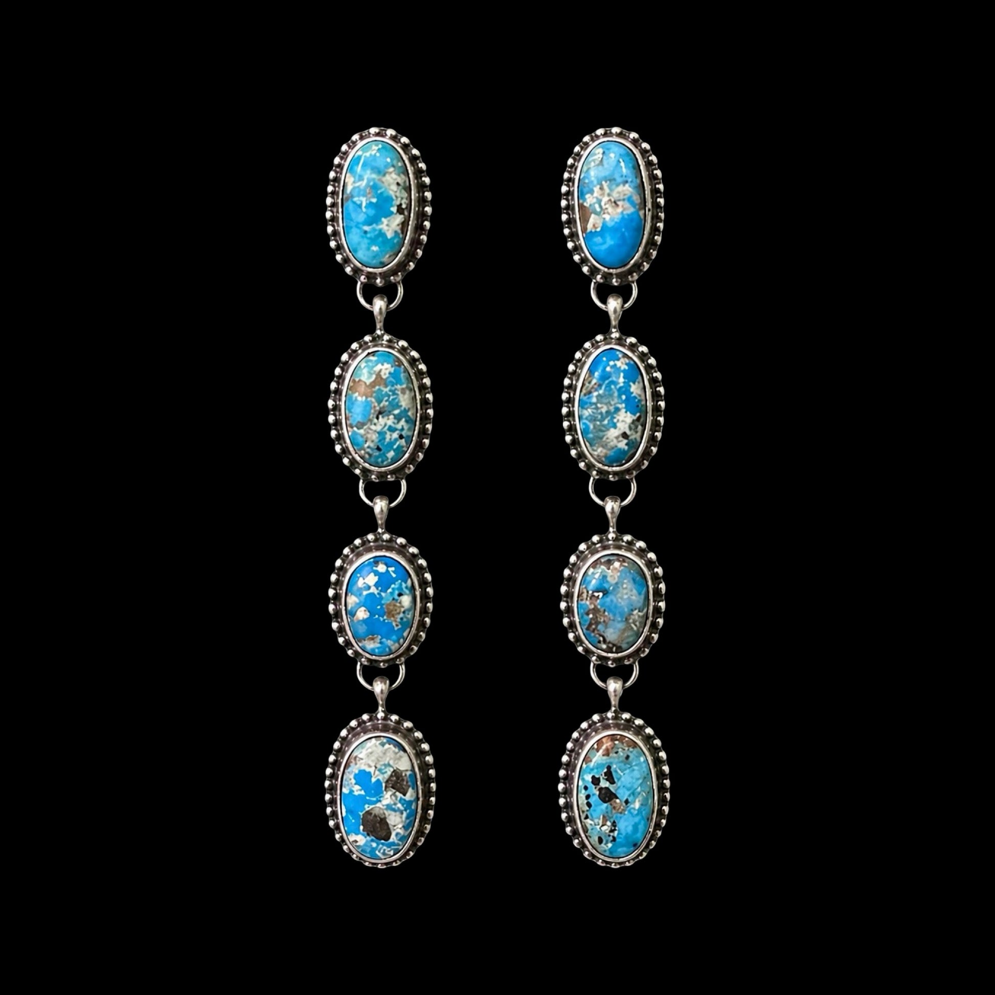 Blue Ridge Turquoise earrings handcrafted by Native American artist Artist D