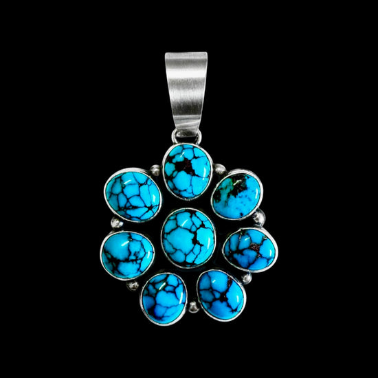 Egyptian Turquoise pendant handcrafted by Native American artist Anderson Largo