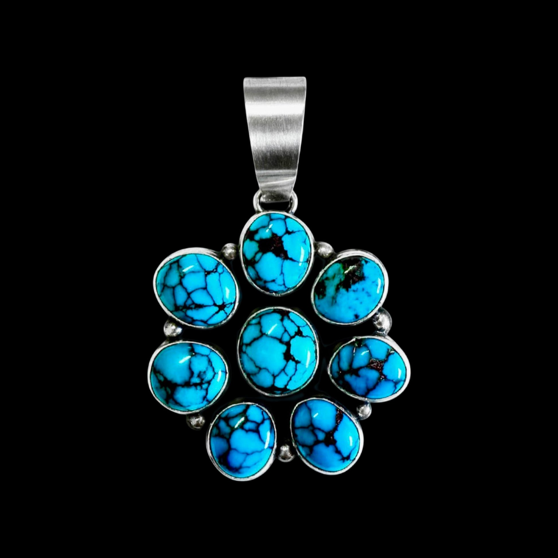 Egyptian Turquoise pendant handcrafted by Native American artist Anderson Largo