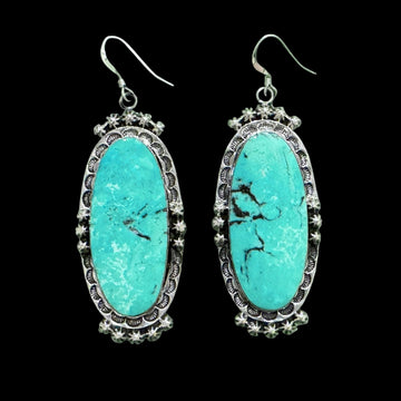 Kingman Turquoise earrings handcrafted by Native American artist Greg Yazzie