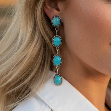 Kingman Turquoise earrings handcrafted by Native American artist Judith Dixon