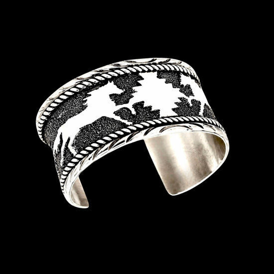 Sterling Silver Storyteller bracelet handcrafted by Native American artist Sandra Parkett