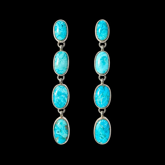 Kingman Turquoise earrings handcrafted by Native American artist T