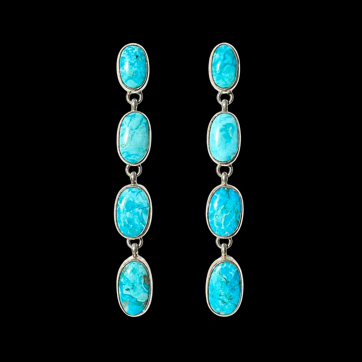 Kingman Turquoise earrings handcrafted by Native American artist T