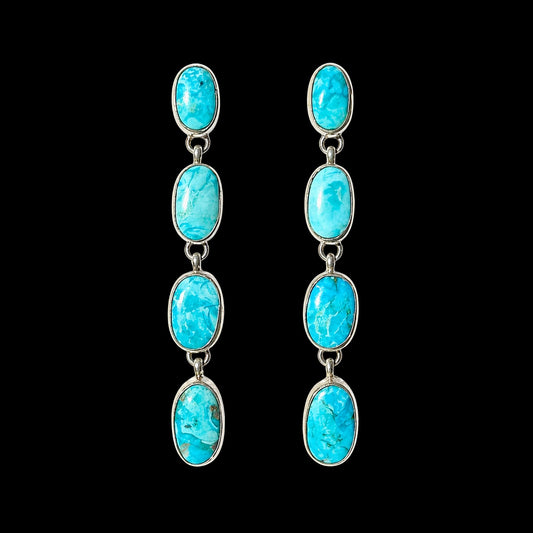 Kingman Turquoise earrings handcrafted by Native American artist T