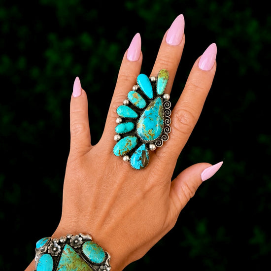 The Jamez Ring - Kingman Turquoise by Marcus Chavez