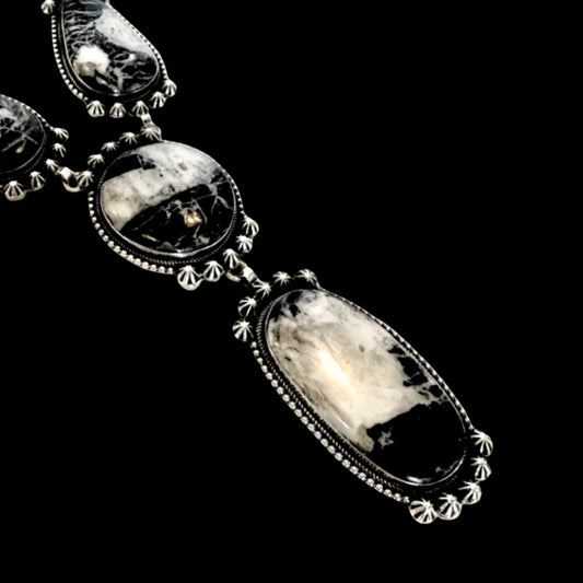 White Buffalo Dolomite lariat handcrafted by Native American artist Randall Endito