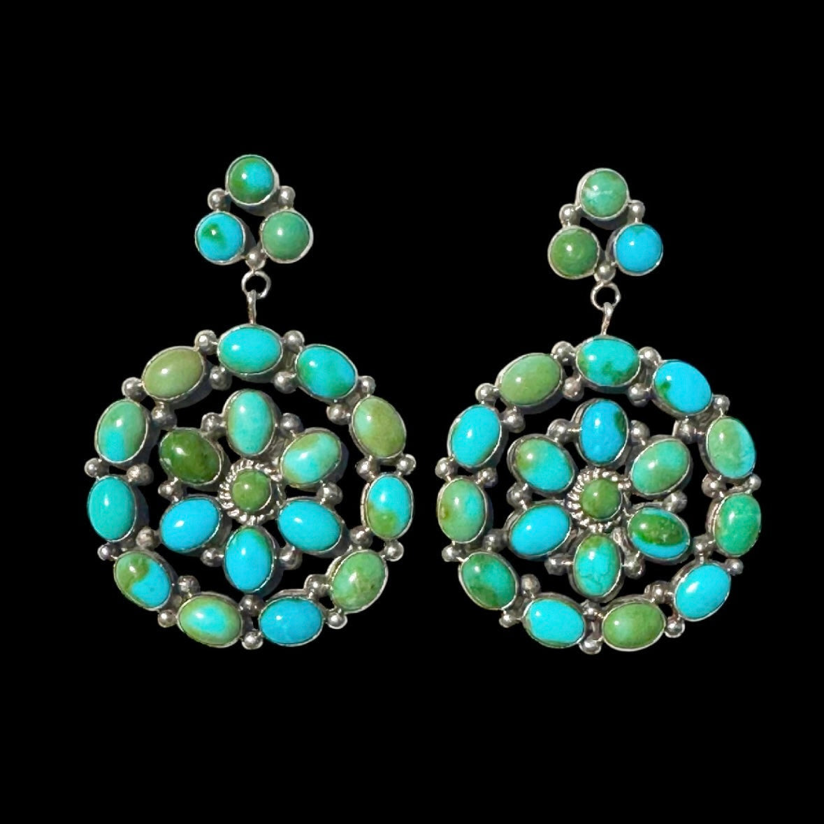 Sonoran Gold Turquoise earrings handcrafted by Native American artist Ella Linkin
