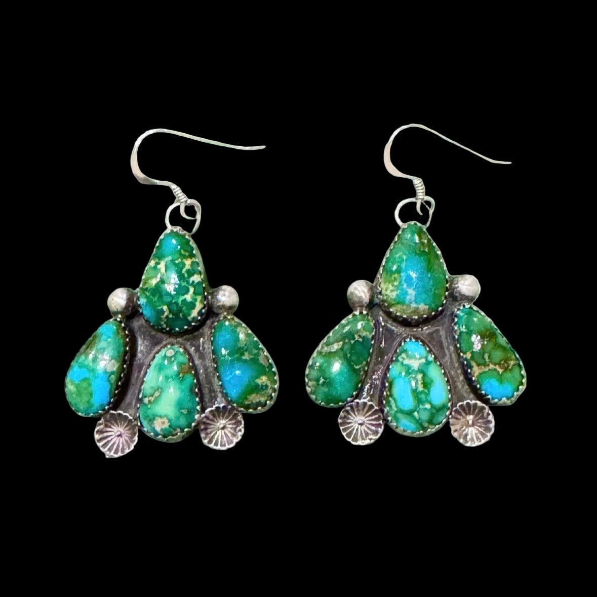 Sonoran Gold Turquoise earrings handcrafted by Native American artist Chris Etsitty