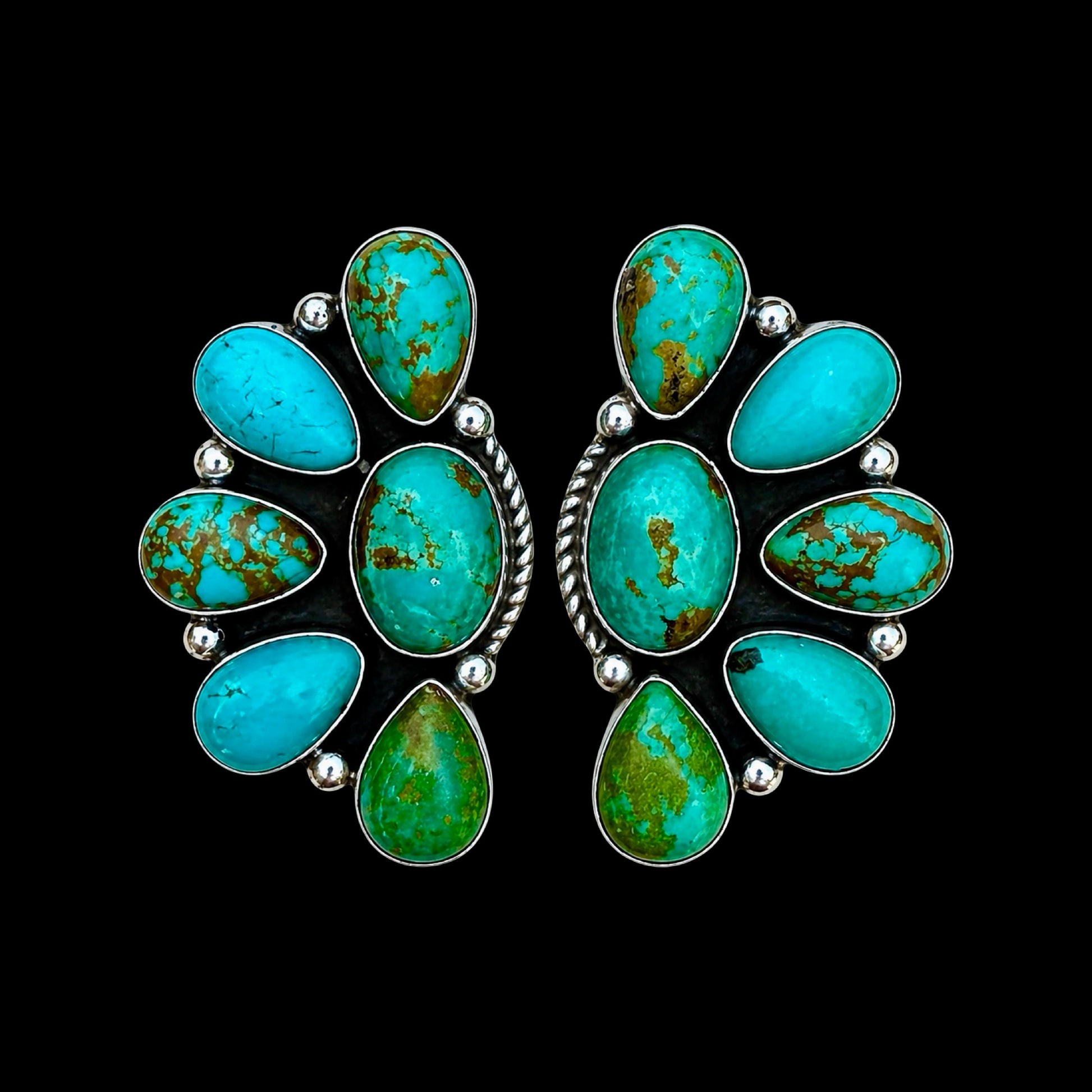 Tyrone Turquoise earrings handcrafted by Native American artist Della Wylie