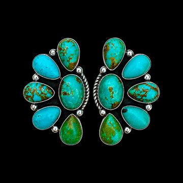 Tyrone Turquoise earrings handcrafted by Native American artist Della Wylie