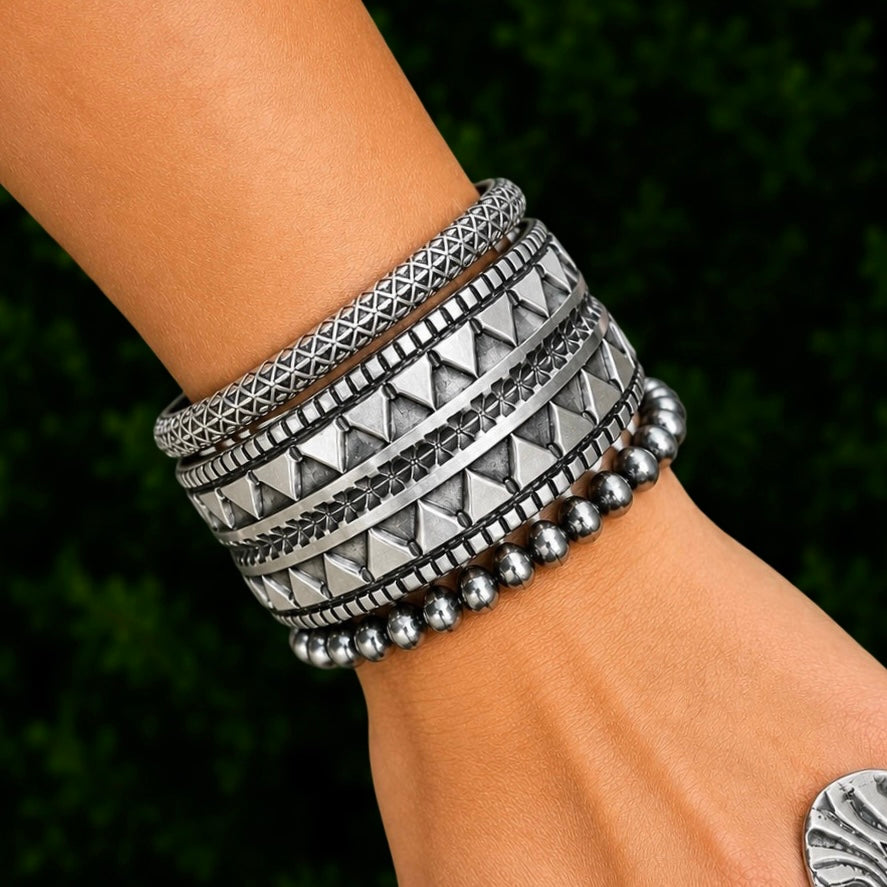 Sterling Silver cuff handcrafted by Native American artist Jerold Tahe