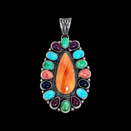 Multi-stone pendant handcrafted by Native American artist Ella Peters
