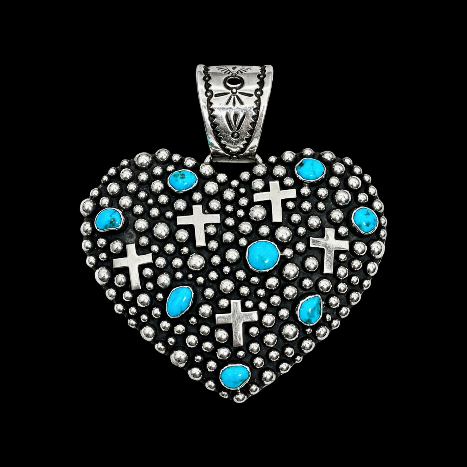 Sleeping Beauty Turquoise pendant handcrafted by Native American artist Akee Douglas