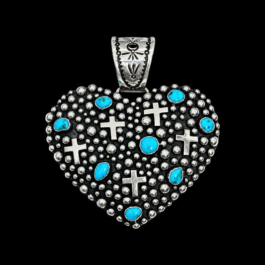 Sleeping Beauty Turquoise pendant handcrafted by Native American artist Akee Douglas