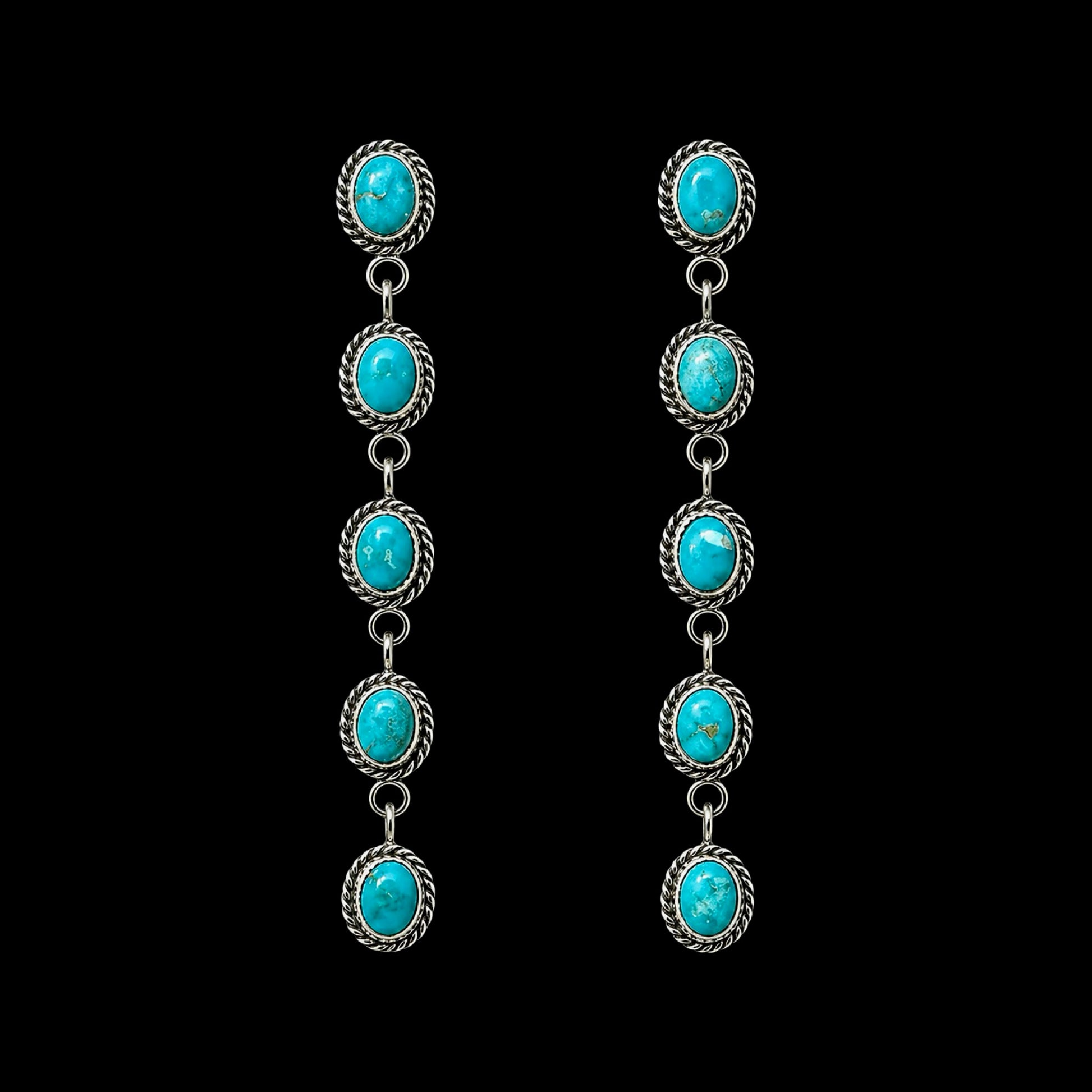 Kingman earrings handcrafted by Native American artist Maxine Ramirez