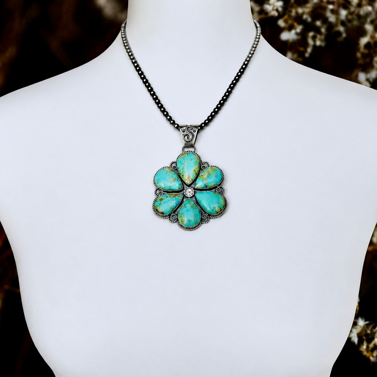Sonoran Gold Turquoise pendant handcrafted by Native American artist LB (Sunwest)