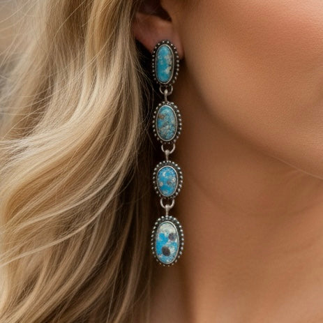 Blue Ridge Turquoise earrings handcrafted by Native American artist Artist D
