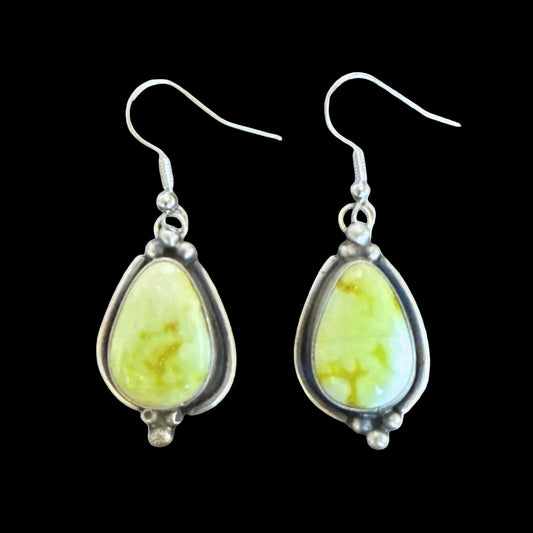 Palomino Variscite earrings handcrafted by Native American artist Jameson Garcia