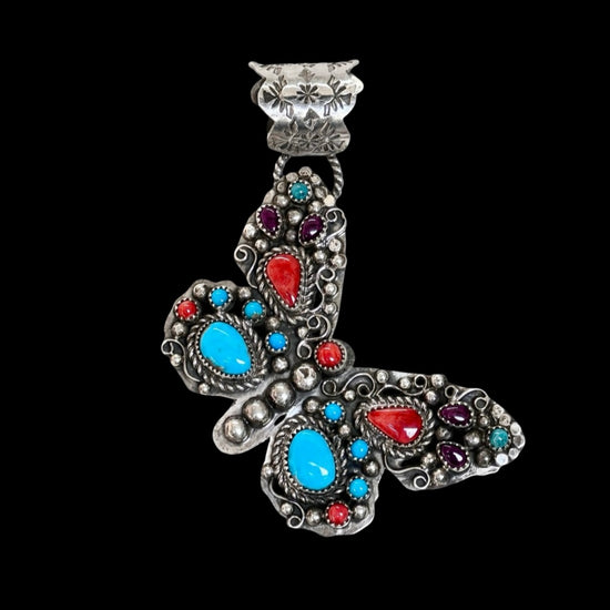 Multi-stone pendant handcrafted by Native American artist Sandra Parkett