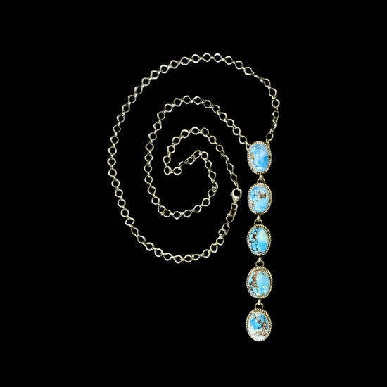 Golden Hills Turquoise lariat handcrafted by Native American artist Delaine & Dwayne Nez