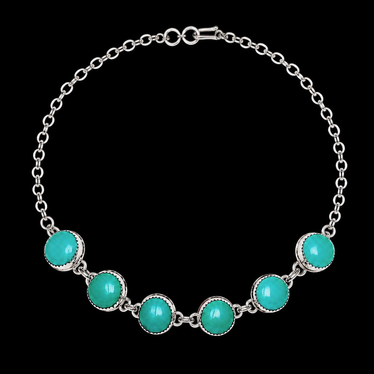 Thunder Creek Turquoise choker handcrafted by Native American artist Lorenzo and Jerilyn Chee