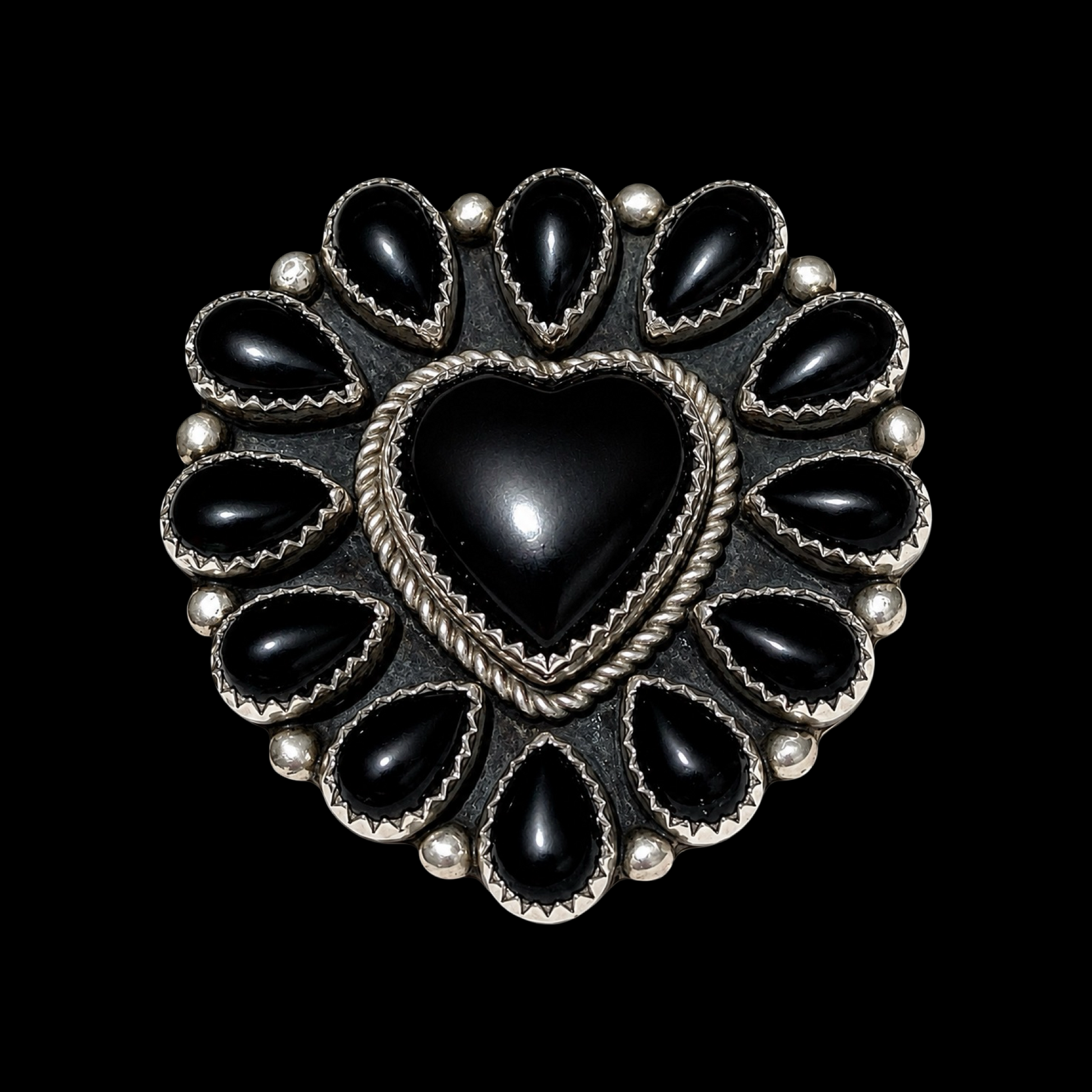 Black Onyx ring handcrafted by Native American artist Richard Nez