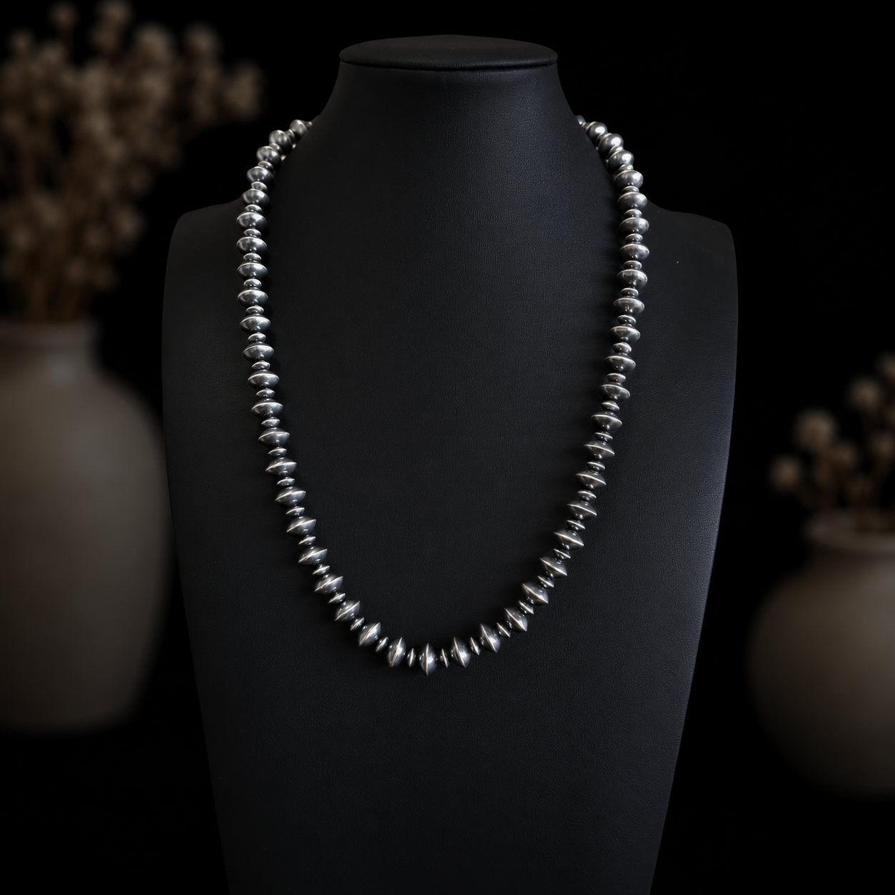 Sterling Silver handcrafted navajo pearls handcrafted by Native American artist LaVina Dawes