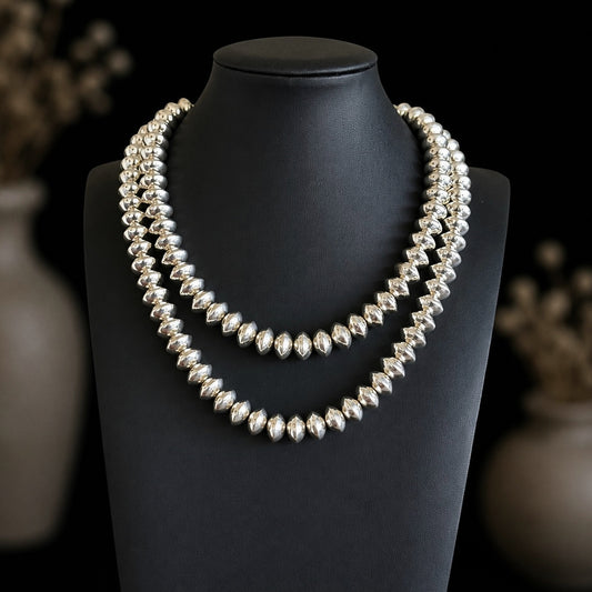 Shine Navajo Pearl Necklace - Sterling Silver navajo pearls handcrafted by Native American artist Tonisha Haley