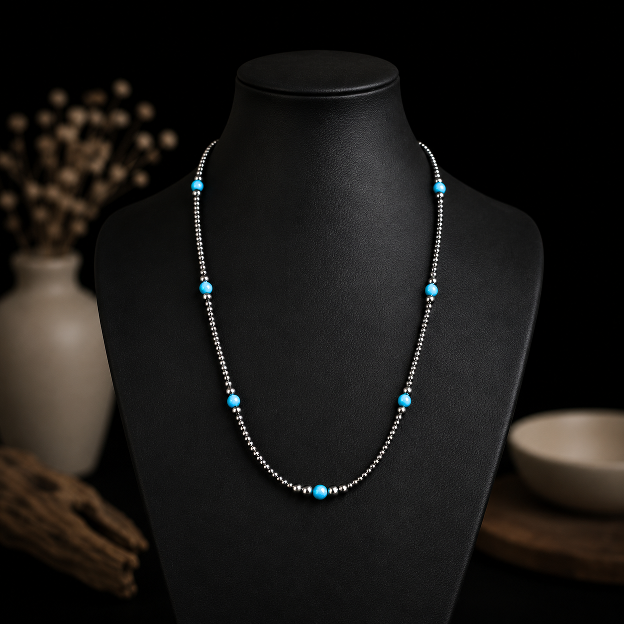 Turquoise and Sterling Silver sterling pearls Handcrafted by non-native artisan